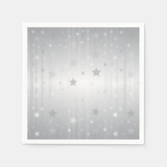 Shiny Silver Stars Napkin (Front)