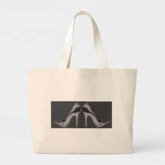 Shiny Silver Stiletto Art Large Tote Bag