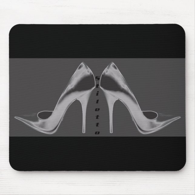 Shiny Silver Stiletto Art Mouse Mat (Front)