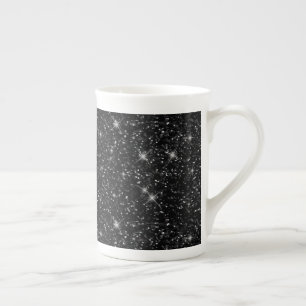 Shiny Sparkle Black Universe Lover Stars Astrology Bone China Mug