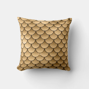 Shiny Sparkle Golden Bronze Fish Scale Mermaid Cushion