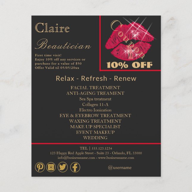 Shiny, Sparkling Red Lips Advertising Flyer (Front)