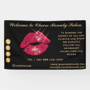 Shiny Sparkling Red Lips Welcome Banner