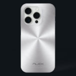 Shiny Stainless Steel Metalli Look- Monogram iPhone 15 Pro Case<br><div class="desc">Shiny metallic stainless steel look,  metal texture. Custom and optional monogram. Design is available on other products and can be requested on any product we offer at Zazzle.</div>