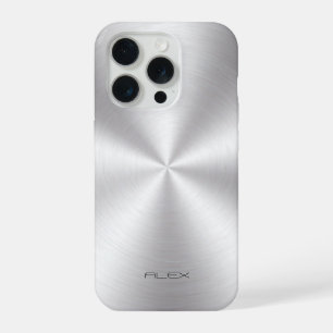 Shiny Stainless Steel Metalli Look- Monogram iPhone 15 Pro Case