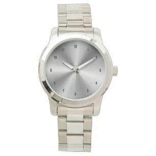 Shiny Stainless Steel Print Background Watch