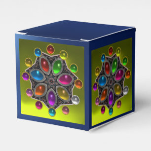 SHINY STAR, COLORFUL GEMSTONES Gold Yellow Blue Favour Box