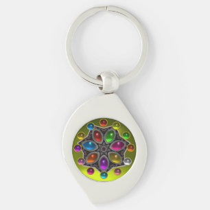 SHINY STAR WITH COLORFUL GEMSTONES Gold Yellow Key Ring