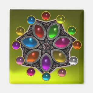 SHINY STAR WITH COLORFUL GEMSTONES Gold Yellow Magnet