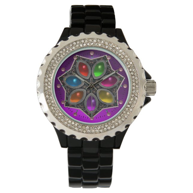SHINY STAR WITH COLORFUL GEMSTONES ,Purple Watch (Front)