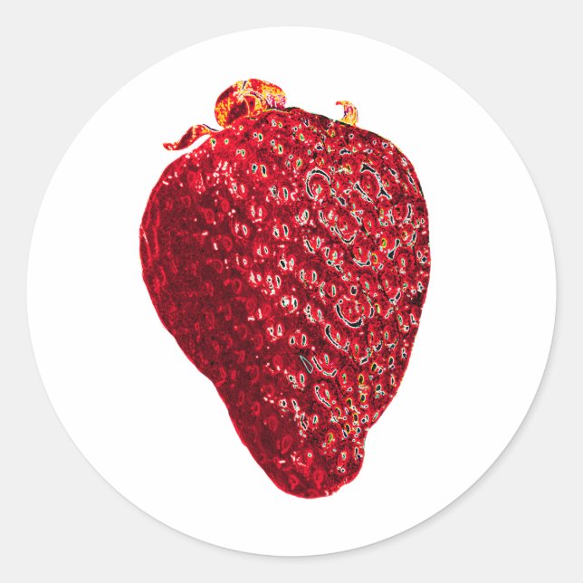 Shiny Strawberry Classic Round Sticker (Front)