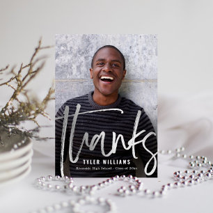 Shiny Strokes Modern Graduation Thank You Postcard