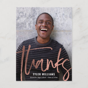 Shiny Strokes Modern Graduation Thank You Postcard