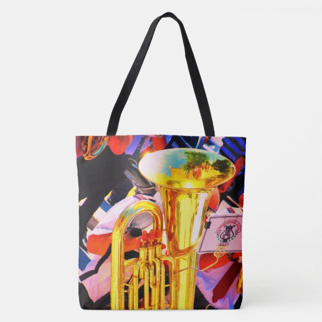 Shiny Tenor Tuba Brass Marching Band Music Tote Bag (Front)