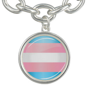 Shiny Transgender Pride Flag Charm Bracelet