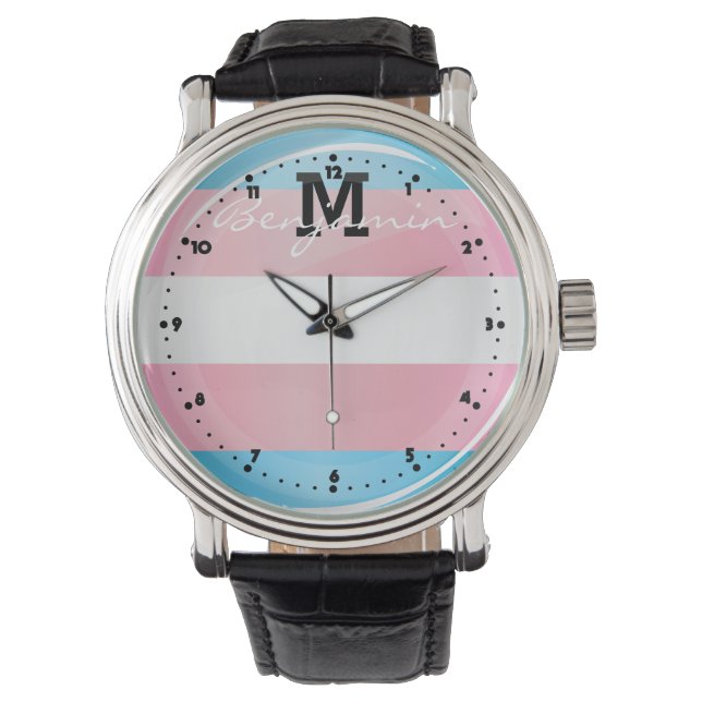 Shiny Transgender Pride Flag Watch (Front)