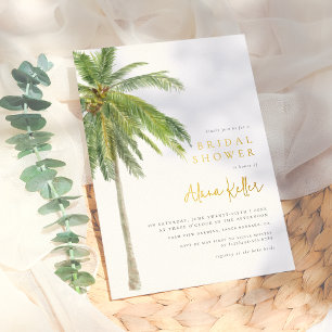Shiny Tropical Watercolor Palm Tree Bridal Shower