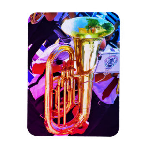 Shiny Tuba Slanted Perspective Brass Band Magnet
