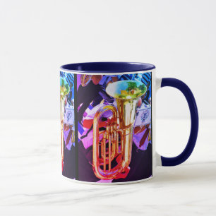 Shiny Tuba Slanted Perspective Brass Band Mug