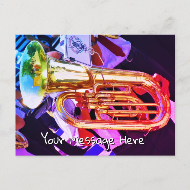 Shiny Tuba Slanted Perspective Brass Band Postcard (Front)