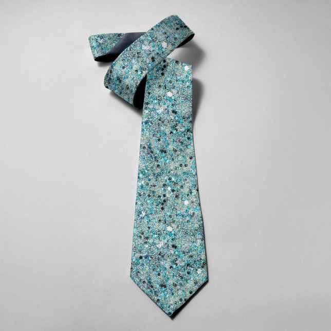 Shiny Turquoise Glitter Festive Background Tie (Creator Uploaded)