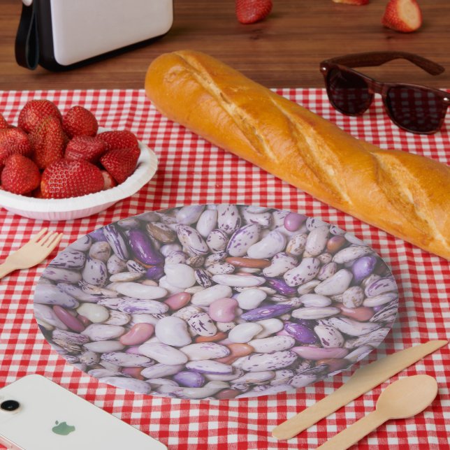 Shiny white and purple cool beans paper plate (Picnic)