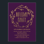 Shiny Wreath Holiday Party Invitation - Purple<br><div class="desc">These stylish holiday party invitations add a modern and elegant touch to your holiday celebration. Design © www.berryberrysweet.com. Background colour can be customised to any colour to match your party theme.</div>