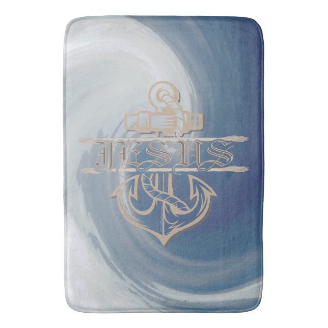 Ship Anchor and Rope is Proclaiming Jesus Bath Mat (Front Vertical)