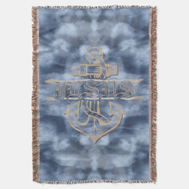 Ship Anchor and Rope is Proclaiming Jesus Throw Blanket (Front Vertical)