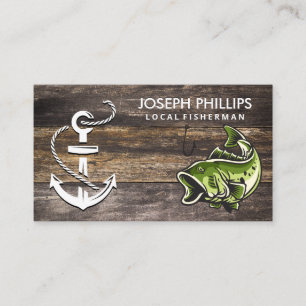Ship Anchor   Bass Fish   Wood Business Card