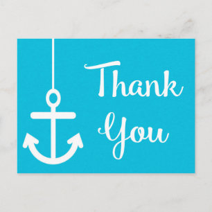 Ship Anchor Turquoise Thank You Nautical Sailor Postcard