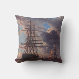 Ship and a Frigate at Anchor Cushion