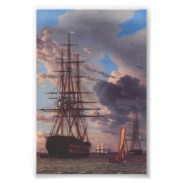 Ship and a Frigate at Anchor  Photo Print (Front)