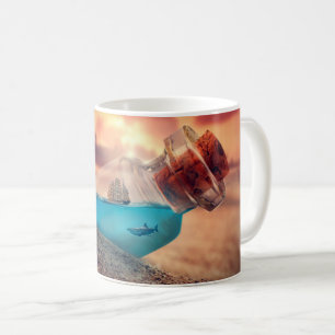 Ship and shark in the bottle coffee mug