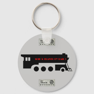 Ship and Travel By Railroad Train Key Ring