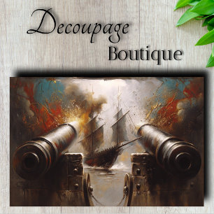 Ship Battle Cannons Decoupage Tissue Paper