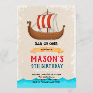 Ship boat birthday invitation