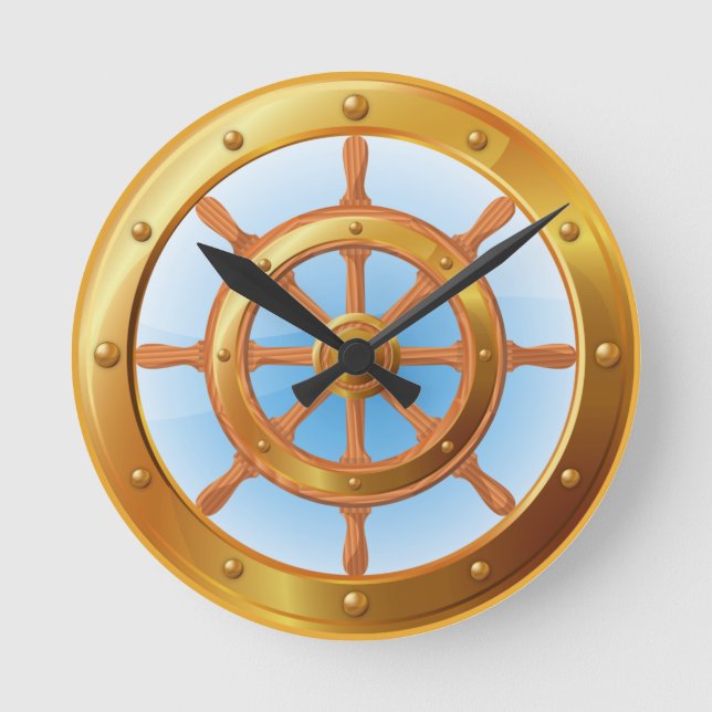 Ship Boat Marine Yacht  Helm Wall Clock (Front)