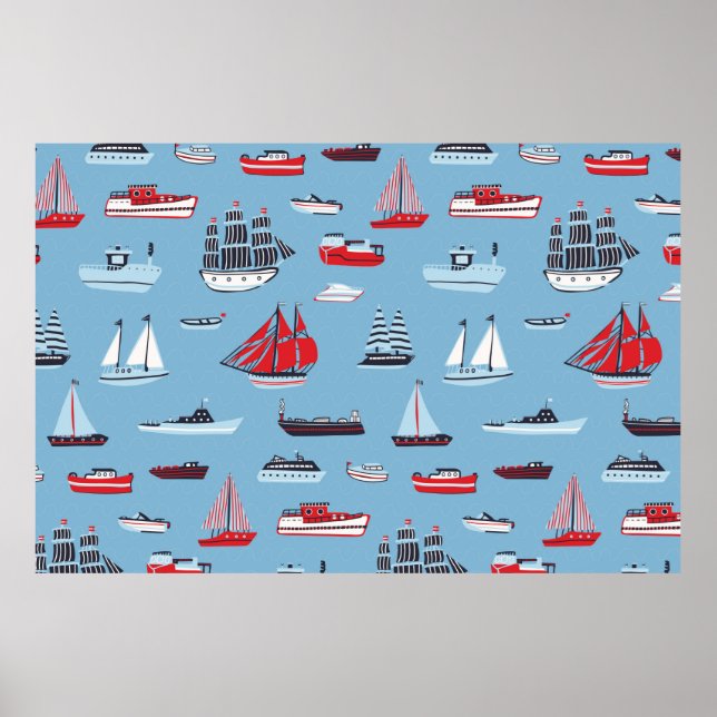 ship boat travel vintage pattern poster (Front)