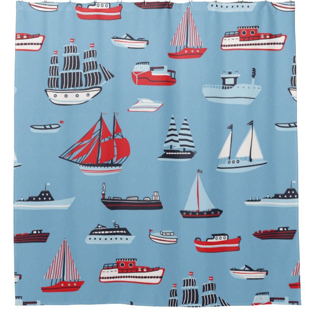ship boat travel vintage pattern shower curtain (Front)