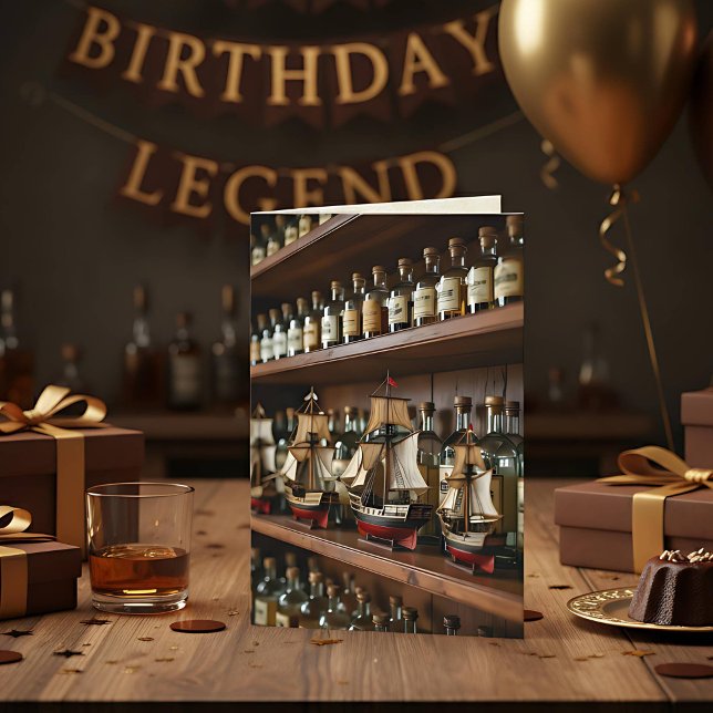 Ship, Boats, Bottles of Booze Birthday Card (Creator Uploaded)