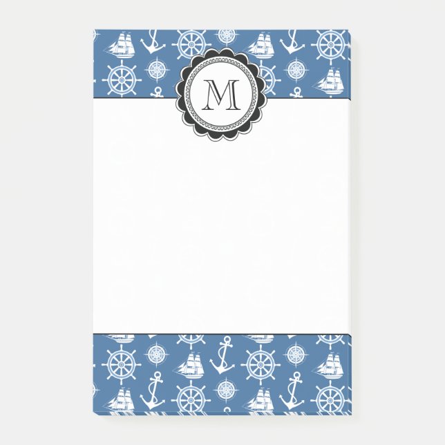 Ship Captain Nautical Blue and White Sailor Post-it Notes (Front)
