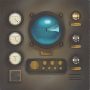 Ship Control Panel Sonar System Square Steampunk
