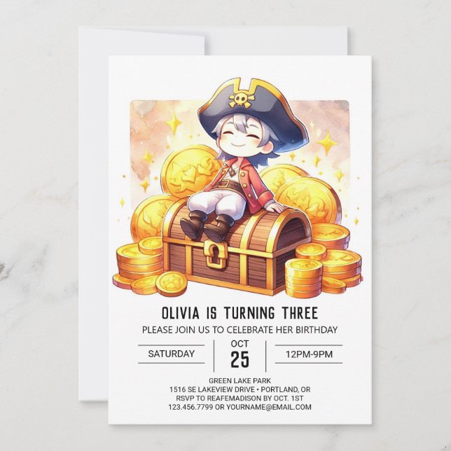 Ship Custom Pirate Birthday Invitation (Front)