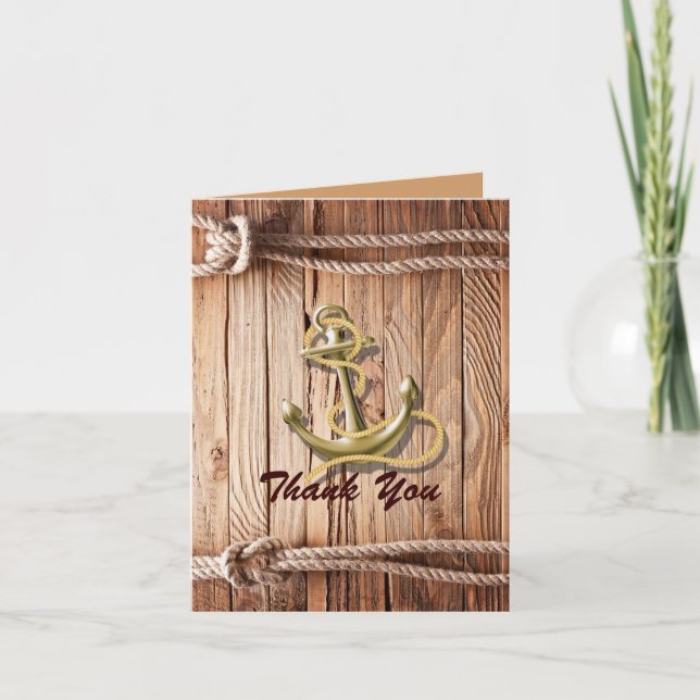 ship dock beach anchor nautical wedding thank you (Front)