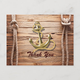 ship dock beach anchor nautical wedding thank you postcard
