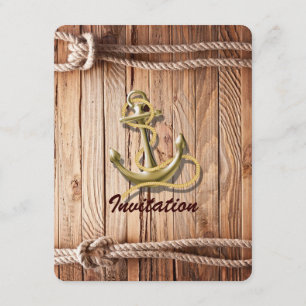 ship dock wood beach anchor nautical wedding invitation