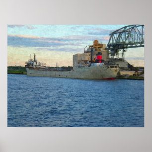 Ship Docked in Harbour-Painting Print