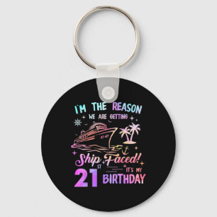 Ship Faced 21st Birthday Cruise 21 Year Cruising S Key Ring