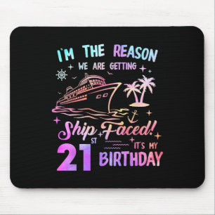 Ship Faced 21st Birthday Cruise 21 Year Cruising S Mouse Mat